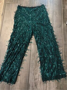 Maeve by Anthropologie green Sequin pants size 10